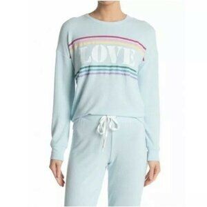 PJ Salvage Aqua Love Crew Neck Sweatshirt Top Tee Shirt Lightweight Sleepwear M